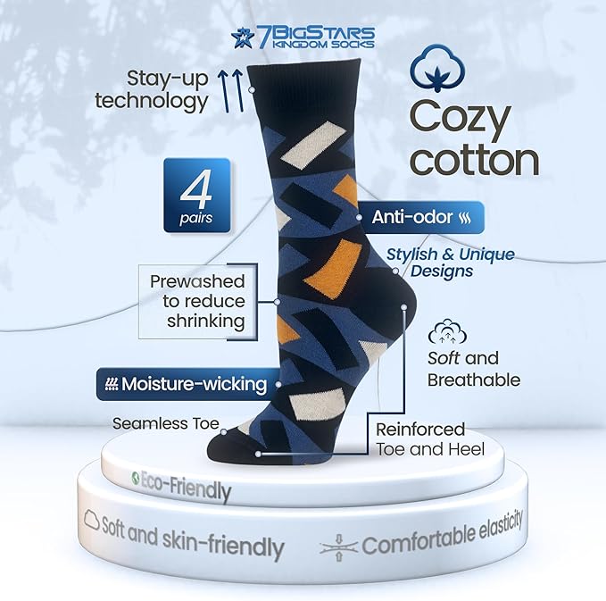 7BIGSTARS KINGDOM Womens Fun Cotton Crew Socks - 4 Pack L/M - Cactus Space Desert Coffee Fox Dog Hedgehog Puppy Flower Bird