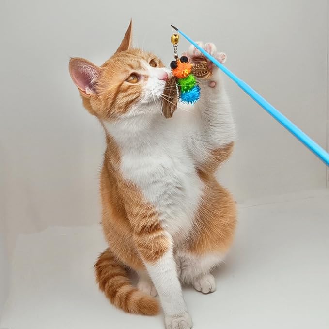 6 PCS Insect Bees,Feather Cat Toys, Cat Wand Toy Refill,Cat Toy Wand Replacement Attachments,Cat Toys Feather Refills,Insect Interactive Cat Teaser Wand Feathers