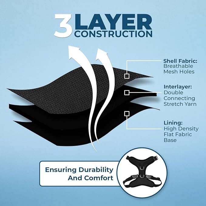 Voyager Step-in Lock Pet Harness - All Weather Mesh, Adjustable Step in Harness for Cats and Dogs by Best Pet Supplies - Black, M