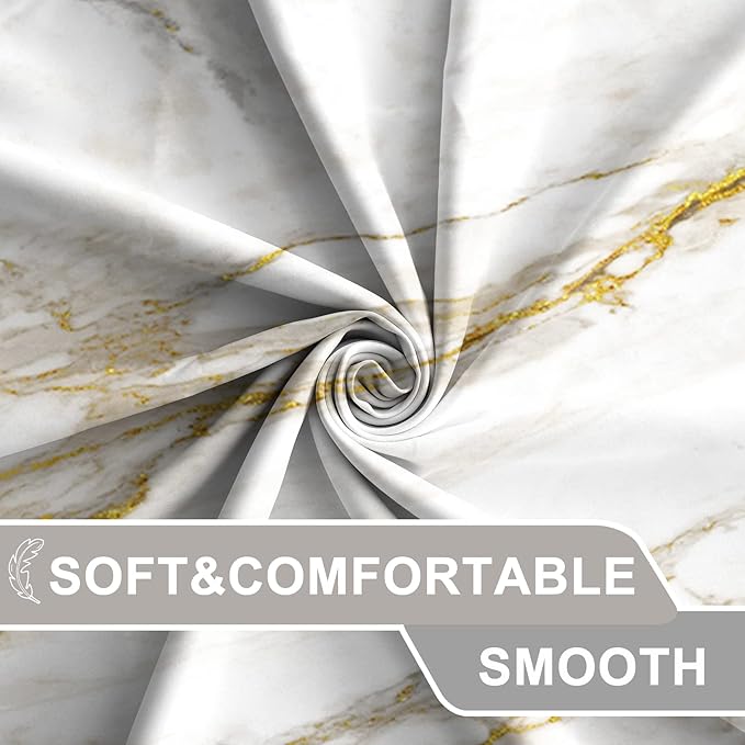 AWERT Abstract Minimalism White and Gold Ink Art Marble Shower Curtain for Bathroom Modern High Definition Printing Waterproof Shower Curtain with Hooks Bathroom Decor 72x72inch