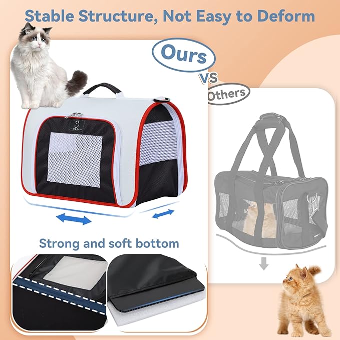 A4Pet Kitten Carrier, Airline Approved Cat Carrier for 1-12 lbs Small Pets, Soft-Sided and Portable Pet Travel Carrier Bag for Rabbit - White, 15.7 x 9 x 10.6, Small