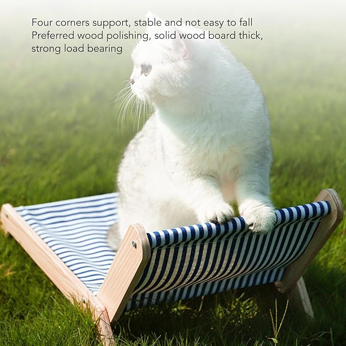 Luqeeg Cat Beach Chair, Innovative Large Space Cat Sleeping Supplies, Cat Hammock with Coconut Scratching Post, Multipurpose Cat Accessories, Easy Assembly, Cat Furniture Gift