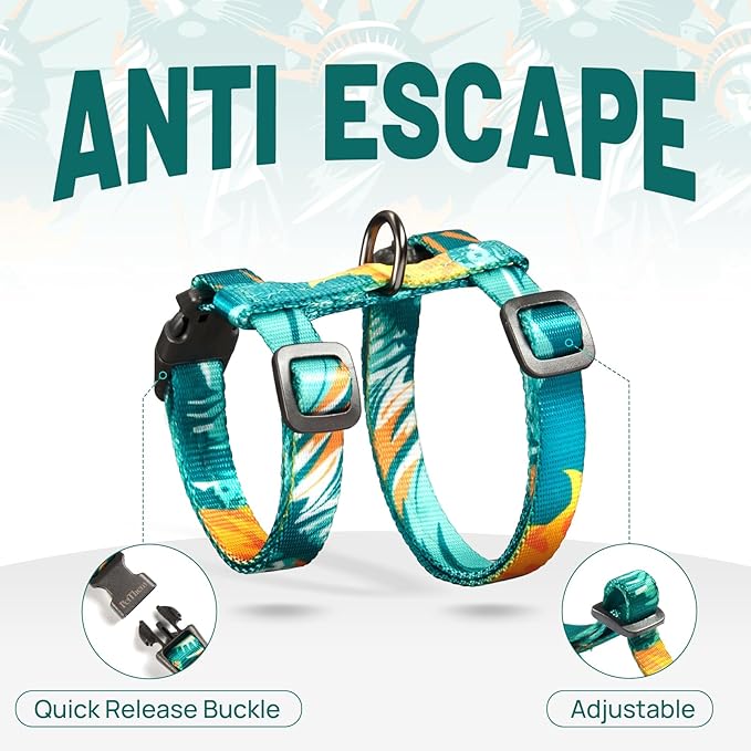 Cat Harness and Leash Set - Escape Proof Vest Harness for Cat, Comfortable Soft Lightweight, Easy Adjustable Cat Collar Harness for Small Medium Cats Safe Waking