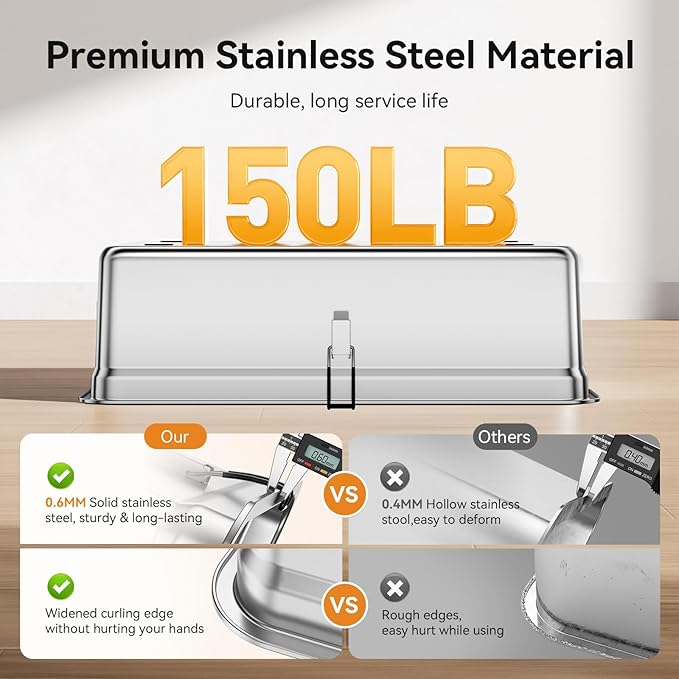 All-Metal Extra Large 28" x 20" Litter Box Pan for Big Cats Maine Ragdoll Metal Large Enclosed Stainless Steel Litterbox with Metal Lid + Litter Scoop, Non-Sticky, Anti-Leakage, Easy Cleaning