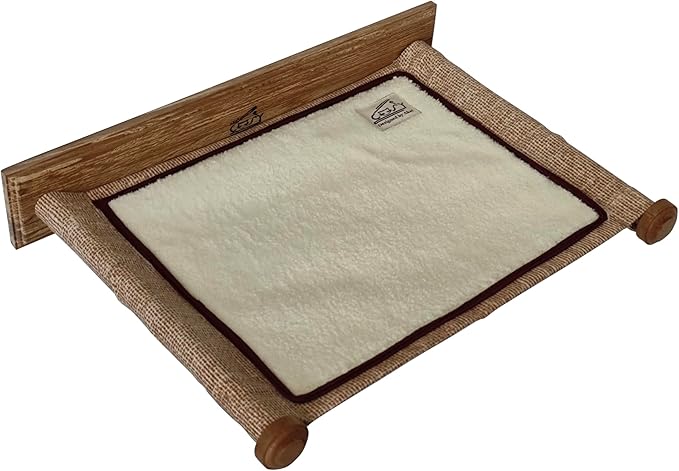 Cat Hammock and Wall Shelves Perches for Sleeping, Wooden Mounted Cat Shelf for Indoor, perches for Wall, Pet Wall Furniture (Beige)