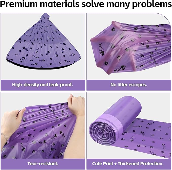 80 Count Cat Litter Box Liners Bags Large, Jumbo Drawstring Extra Thick Pet Cat Pan Liners, Extra Durable Kitty Litter Box Waste Bags - 36" x 18"