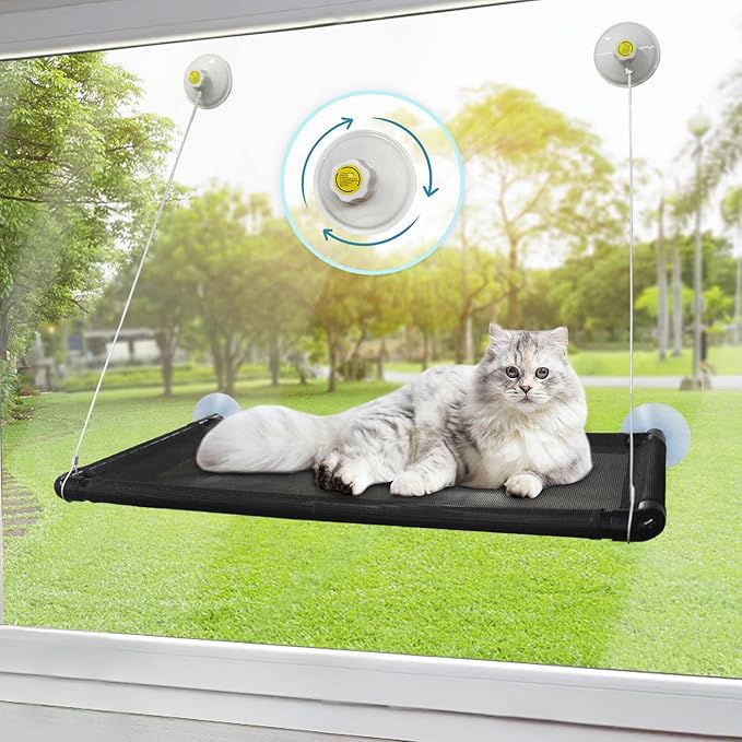 Cat Hammock for Window, Cat Window Perch for Indoor Cats,Resting Pet Bed Mounted for Kitty Pet Kitten Cat Beds, Cat Shelves Hold Up to 40 Pounds, Suitable for Window Width Over 30in