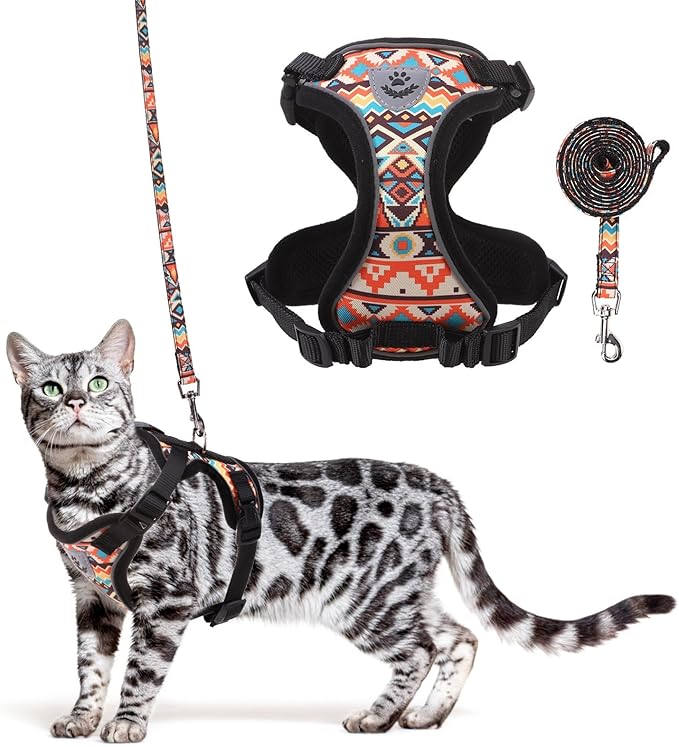 KOOLTAIL Cat Harness and Leash Set, Escape Proof for Safe Walking & Travel, Reflective Comfortable Easy Control Adjustable Kitten Harness for Boys&Girls Small Medium Large Cats Tribe S