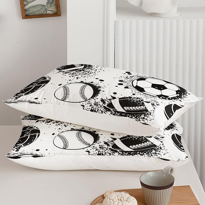 Axolotl Ball Sports Queen Comforter Set, Football Soccer Bedding, Baseball Comforter Set, Hip Hop Graffiti Artwork Bedding For Boys Kids Men, 1 Quilt 2 Pillowcases