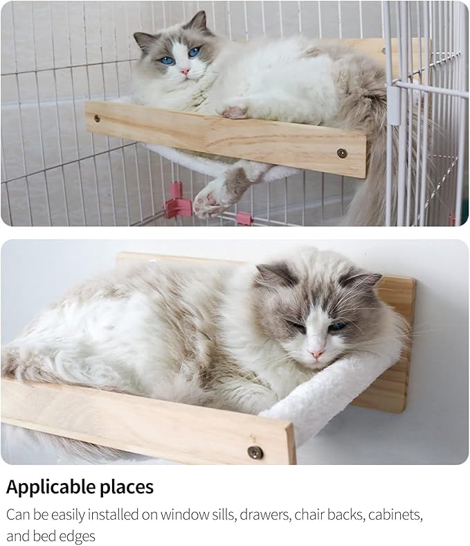 Tnfeeon Wall Mounted Cat Hammock Bed Cat Wall Furniture Breathable Washable Saving Space Cat Window Perch Shelf for Indoor Summer