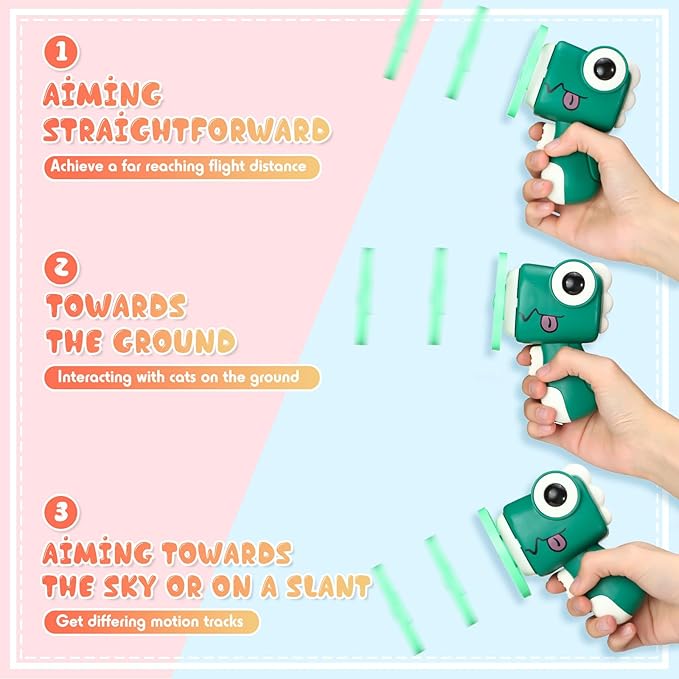 45 Pcs Cat Fetch Toy with Colorful Flying Propellers Set Cat Interactive Toys Playing Tracking Propeller Toy for Indoor Outdoor Kitten Training Chasing Training Hunting, Dinosaur Style