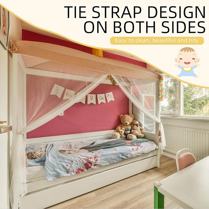 4 Corners Mosquito Net for Mosquiteros para Camas Bed Canopies Netting Bed Drapes Rectangular Mosquito Mesh for Camping Home Outdoor Travel Dormitory(White,L75 X W35.5 X H59 Inch)