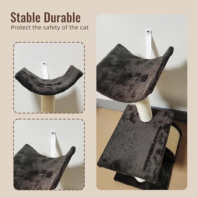 Cat Tree Tower with Cat Scratching Post for Indoor Cats,Activity Centre Climbing Tree Cat Furniture with Playful Toy Balls,Grey