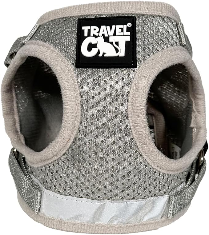 Travel Cat Harness and Leash Set - Adjustable Fit Mesh Cat Harness and Reflective Strap - Comfort Escape Proof Harness for Cats, Kitten for Outdoor Walking, Hiking (Extra Small, Grey)