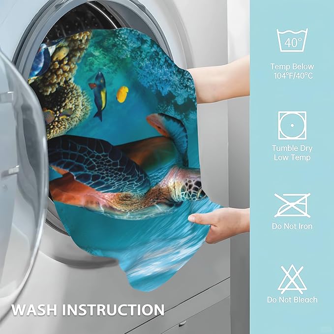 2 Pack Hand Bath Towel,Sea Turtle Fingertip Towel Bathtub Decorative Bath Towel Bathroom Kitchen Towel Set Highly Absorbent SPA Gym Towels 14x28 Inch