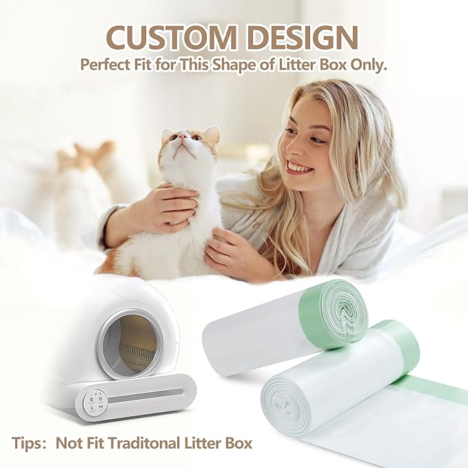 60 Count Self Cleaning Litter Box Liners Bag Refill, Pet Waste Bags with Drawstring Heavy Duty for Auto Clean Kitty Litter Box -19" x 18"