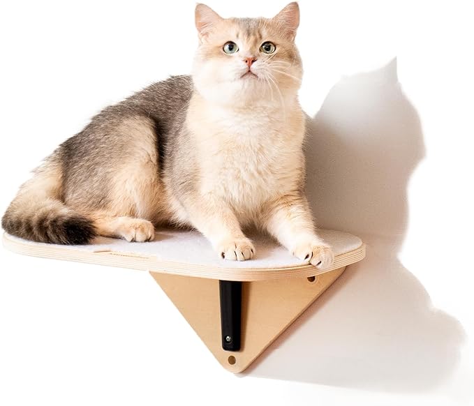 MEWOOFUN Cat Wall Shelves, 16.5'' x 10.3'' Cat Hammock with Scratching Mat, Wooden Cat Wall Furniture for Indoor Cats, Wall Mounted Cat Bed for Sleeping, Climbing and Playing