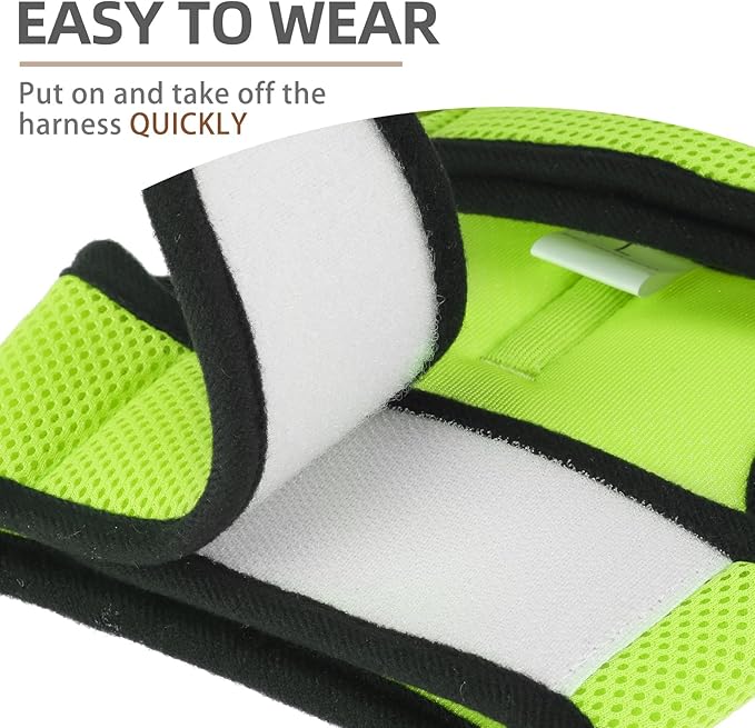 PUPTECK Soft Mesh Cat Vest Harness and Leash Set Puppy Padded Pet Harnesses Escape Proof for Cats Small Dogs Rabbits Bunny, Fluorescent Green S