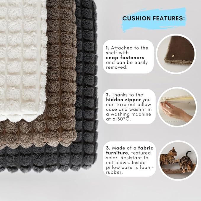 Kitsune Garden Cat Step, Cat Wall Furniture, Wall Mounted Shelf, Cat Wall Shelf, Cat Shelves, Cat Bed, Cat Shelf, Cat Steps for Wall, Brown (Step)