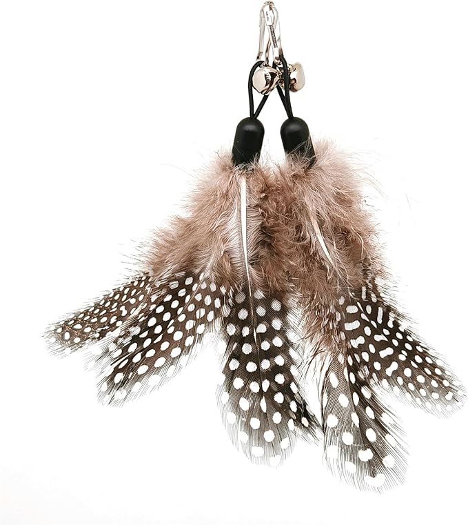 12 Pack Cat Wand Feather Toy Refills with Bells , Natural Feather Replacement for Interactive Cat Teaser Toys, Colorful Cat Wand Attachments, Durable and Safe Cat Toy Accessories for Exercise and Play
