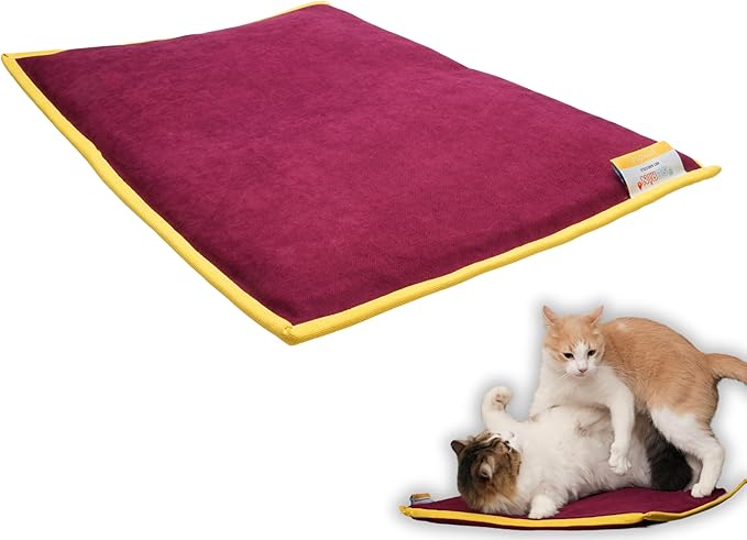 Cooling Heating Mat for Cat & Dog Small Medium Pet (16x24), 5 Layers Microwave Water Repellent No-Electric Thermal Pad Washable Non Slip Indoor Outdoor Warming Gel Summer Bed (Burgundy)