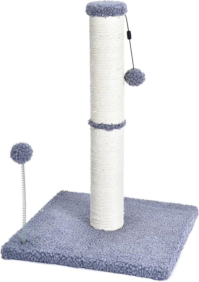 Cat Craft Scratching Post, Cat Scratch Post 20" Kitten Scratcher Sisal Scratch Posts with Hanging Balls, Grey