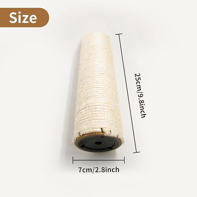 10" Cat Scratching Replacement Posts Sisal Spare Scratcher Refill Post for Cats Cube Tower Kittens Scratch Pole Perch Interactive Toys Furniture Accessories Tree 2 Pack Include M8 Screws White