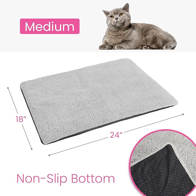 Self Warming Cat Bed, Heated Cat Bed, Noiseless Cat Heating Bed Pad, Self Heating Cat Dog Mat, Extra Warm Thermal Pet Pad for Indoor Outdoor Pets with Removable Cover Non-Slip Bottom Washable (Medium)