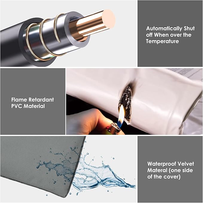 PETNF Outdoor Heated Pet Bed with Waterproof Cover,Pet Heating Pads for Dog,Soft Electric Blanket Auto Temperature Control,Heating Mat for Dog House Cabin Cot Doorway, XL