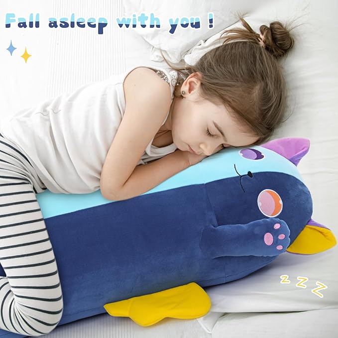 41.7Inch Long Cat Plush Pillow, Soft Kawaii Long Cat Stuffed Animal, Blue Cuddle Pillow Gift for Kids, Girlfriend, Birthday, Thanksgiving, Christmas
