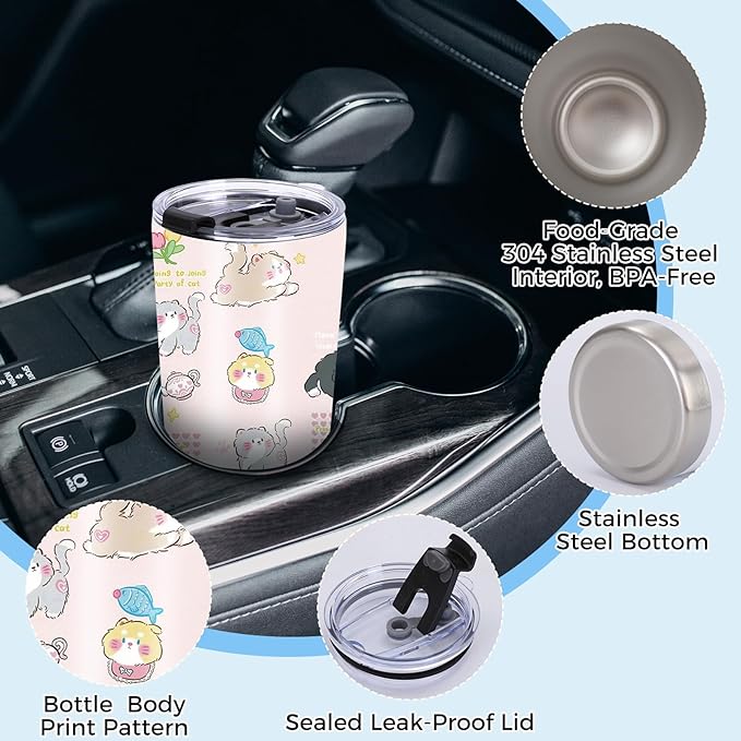20 oz Stainless Steel Cat Tumbler, Coffee Cups with Lid, Tea Tumbler for Women Men, Cat Lover Christmas Birthday Gift for Women Girls