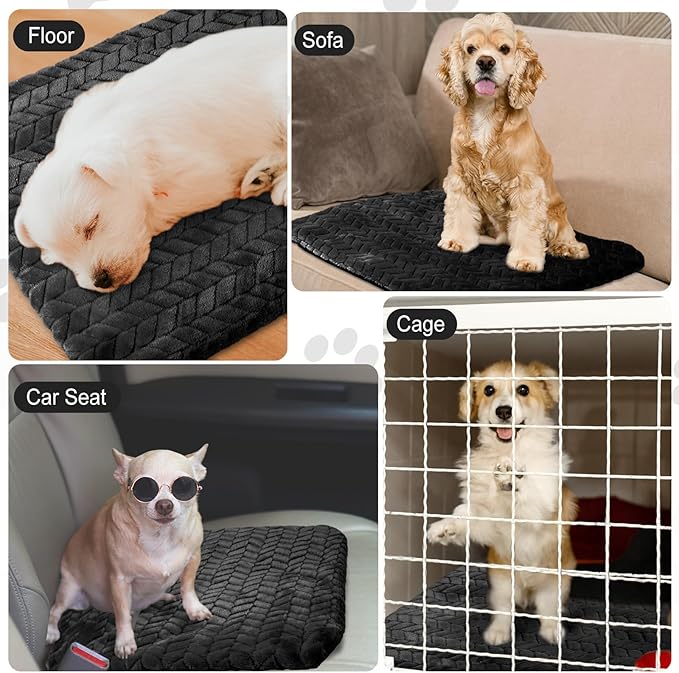 4 Pack Self Heating Cat Pad Self Warming Cat Mat Non Slip Warm Dog Bed Pad Mat Washable Pet Kennel Pad Crate Bed Mat Removable Cover Cat Blanket for Indoor Outdoor(Black,20 x 28 Inch)