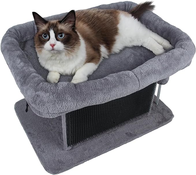 Large Cat Bed with Scratching Post and Combing Board, Sturdy and Durable, Ideal for Small Breeds