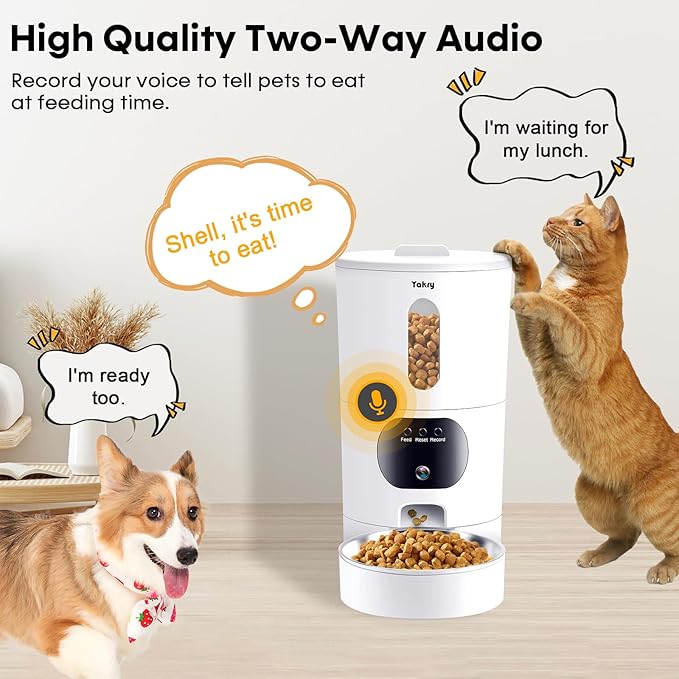 Automatic Cat Feeder Camera: Easy Setup Timed Smart Dog Feeder WiFi - 2-Way Audio 5G Pet Food Dispenser APP Control for Multi-Cat 2 Pack