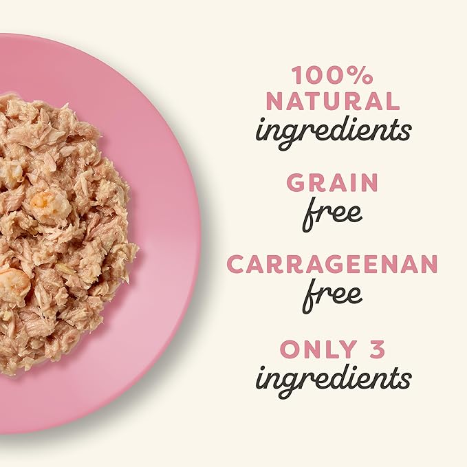 Applaws Natural Wet Cat Food in Broth, Limited Ingredient Wet Cat Food Pouches, No Additives, Made with Natural Ingredients, Tuna with Shrimp in Broth (12 x 2.47oz Pouches)
