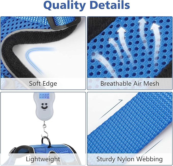 Dooradar Cat Harness and Leash Set, Escape Proof Safe Adjustable Kitten Vest Harnesses for Walking, Easy Control Soft Breathable Mesh Jacket with Reflective Strips for Cats, Blue, M