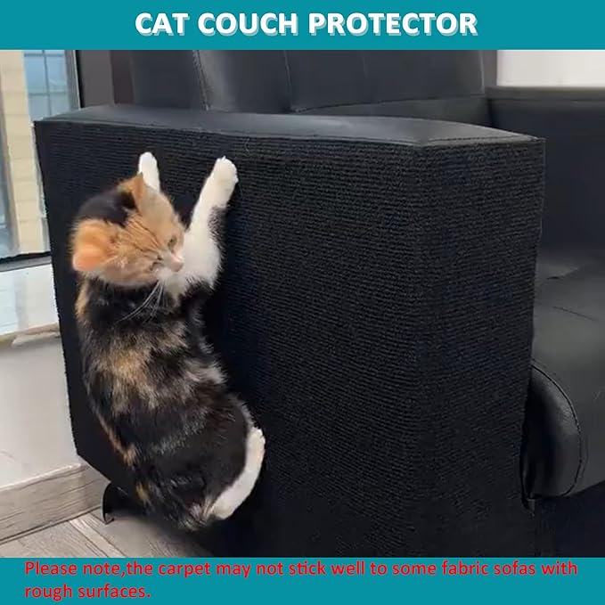 Cat Scratch Furniture Protector，78.7"x15.8"Cat Scratching Mat,Trimmable Self-Adhesive Cat Couch Protector,cat Wall Scratcher,Pad Replacement for Cat Tree Shelves and Post (Black)
