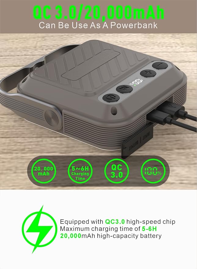 20000mAh Rechargeable LED Camping Lantern - 1600LM, QC3.0 22.5W, 4 - Color Switch, IPX5 Waterproof - Perfect for Camping, Hiking & Emergency Situations (Khaki)