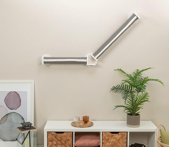 TRIXIE Wall Set 4, Indoor Wall Mounted Cat Scratching Posts for Elevated Fun, Lounger, Scratcher, Perch, Gray