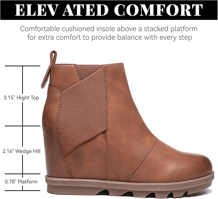Athlefit Women's Wedge Boots Comfortable Ankle Wedge Booties
