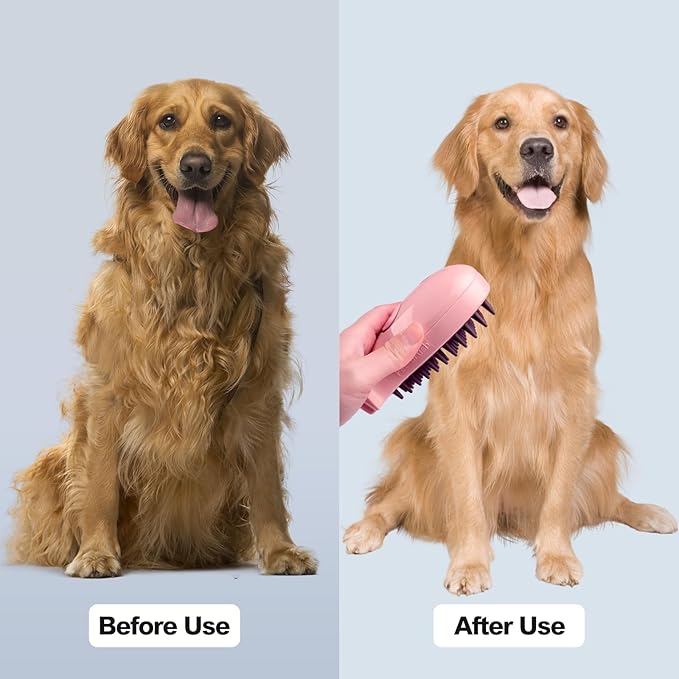 3in1 Cat Steam Brush,Multifunctional Rechargeable Cute Steamy Pet Brush for Short Or Long Hair Cats/Dogs To Massage/Clean/Eliminate Flying&Tangled Hair With USB Cable-Pink Whale