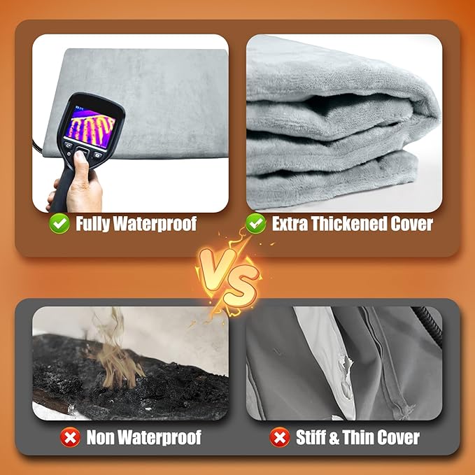 Cat Dog Heating Pad, 11 Adjustable Temperature Pet Heating Pad with 24h-Timer, Waterproof Heated Cat Bed with Chew Resistant Cord, Indoor Outdoor Electric Pads for Dogs, Pet Heated Mat 28X16in