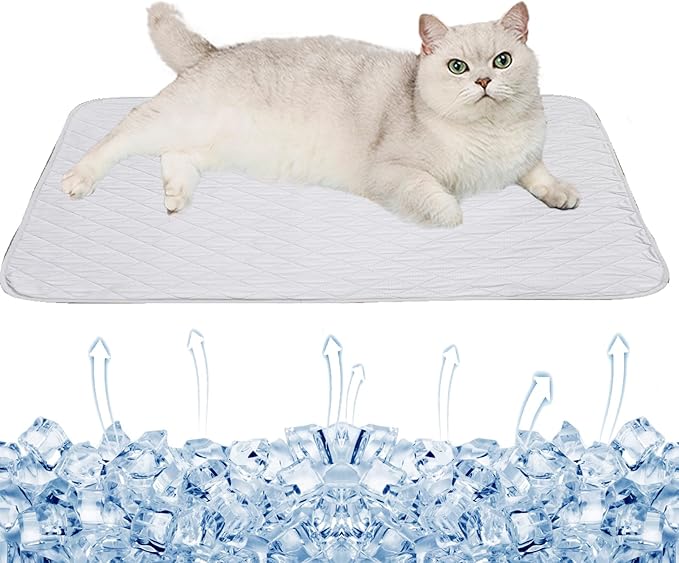 SEIS Dog Ice Pad Ice Silk Cats Kennel Mat Pet Cooling Pad Summer Cool Bamboo Mat Breathable Pad (Solid Gray, S