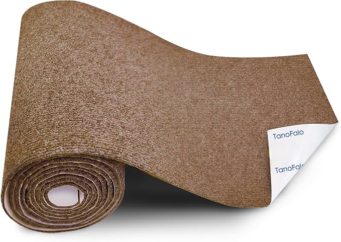 Cat Scratching Mat, 100"x16" Self-Adhesive Carpet Mat Trimmable Replacement for Cat Tree, Cat Wall Shelves, Cat Scratching Post, TanoFalo DIY Couch Furniture Protector (Brown)