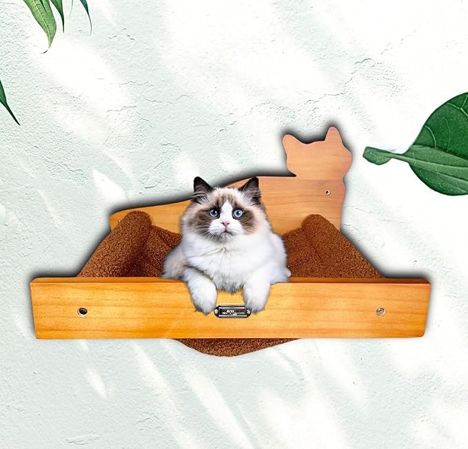 Cat Hammock Wall Mounted - Modern Cat Wall Shelves and Perches for Sleeping, Playing, Climbing, Lounging - Stylish and Stable Cat Bed & Furniture for Large Cats - Easy to Install