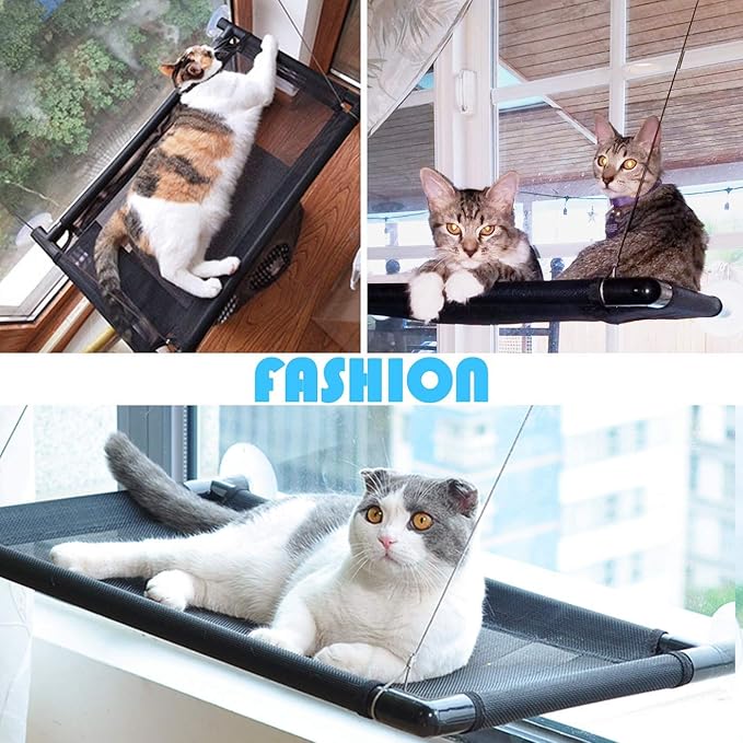 Cat Window Perch Cats Window Hammock Bed,Window Mounted Seat Extra Large and Sturdy Hanging Pet Window Bed Cat Shelves with 4 Suction Cups Holds Up to 60lbs