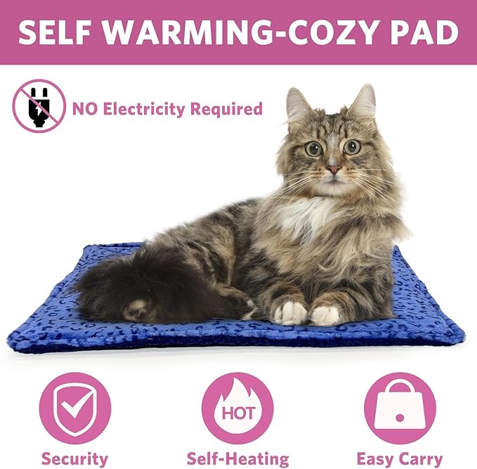 MARUNDA Self Warming Cat Bed,Super Soft Dog Bed Crate Bed Blanket, Self Heating Cat Pad, Thermal Cat and Dog Warming Bed Mat.
