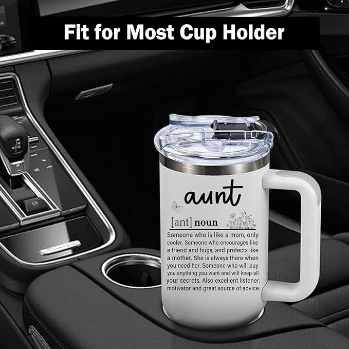 40oz Aunt Tumbler with Lid and Straw, Auntie Cups Travel Mug Butterfly Gifts, Aunt Gifts from Niece Nephew, Auntie Birthday Gift Drinking Coffee Cup