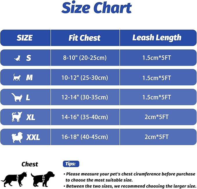 FAYOGOO Cat Harness, Cat Leash and Harness Set for Walking Escape Proof, Harness for Small Cats/Small Dogs, Large Kitten/Puppy Harness and Leash, Harness for Cats S-XXL(Royal Blue, Medium)