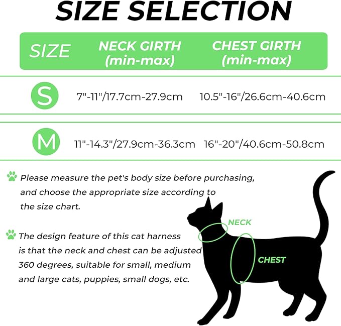 Cat Harness and Leash Set with Airtag Holder - Escape Proof Cat Vest Harness for Walking Travel Outdoor - Reflective Adjustable Soft Mesh Breathable Cat Body Harness